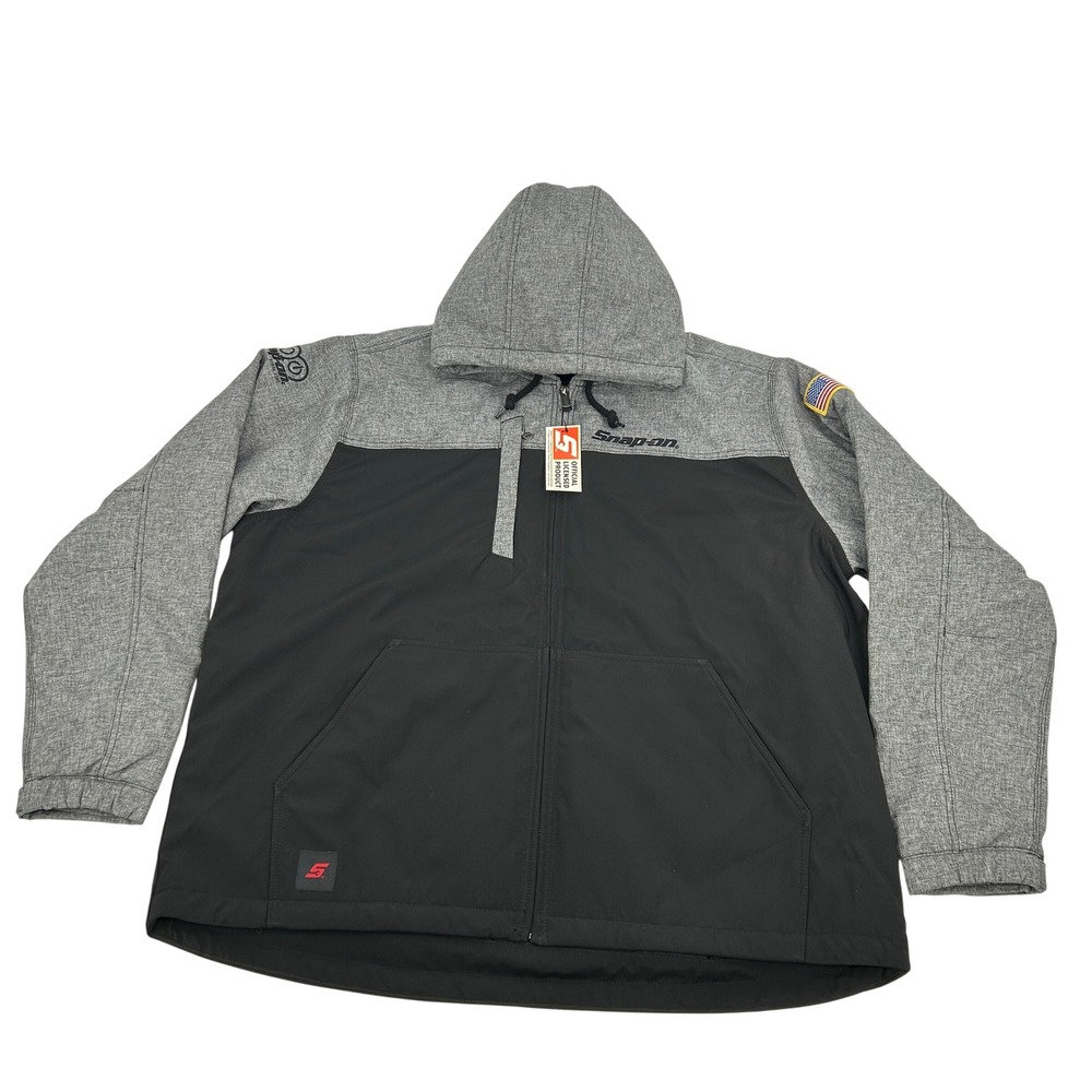 Snap On Mid Atlantic Jacket Men's 3XL Gray‎ Black Hooded Full Zip Mechanic NWOT